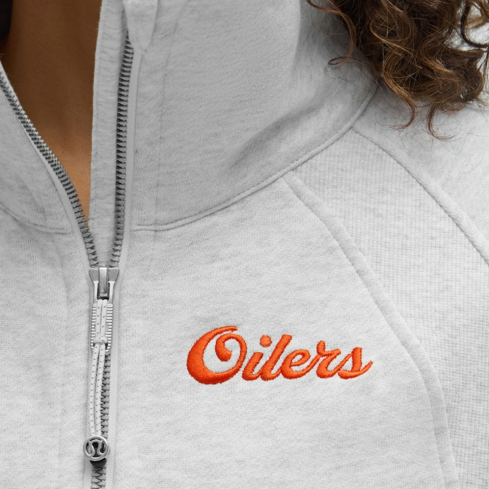 NHL Heathered Core Ultra Light Grey|Heathered Core Ultra Light Grey Edmonton Oilers lululemon Women's Long Scuba Oversized Half-Zip Funnel Neck