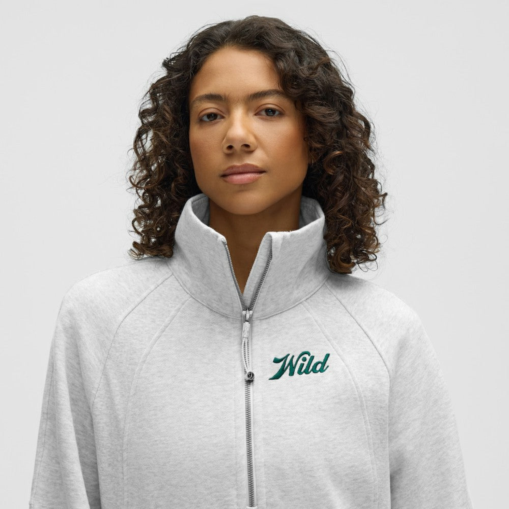 NHL Heathered Core Ultra Light Grey|Heathered Core Ultra Light Grey Minnesota Wild lululemon Women's Long Scuba Oversized Half-Zip Funnel Neck