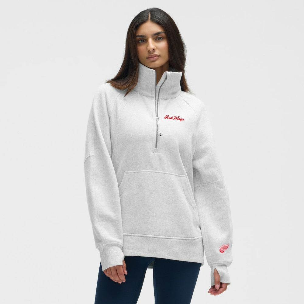 NHL Heathered Core Ultra Light Grey|Heathered Core Ultra Light Grey Detroit Red Wings lululemon Women's Long Scuba Oversized Half-Zip Funnel Neck