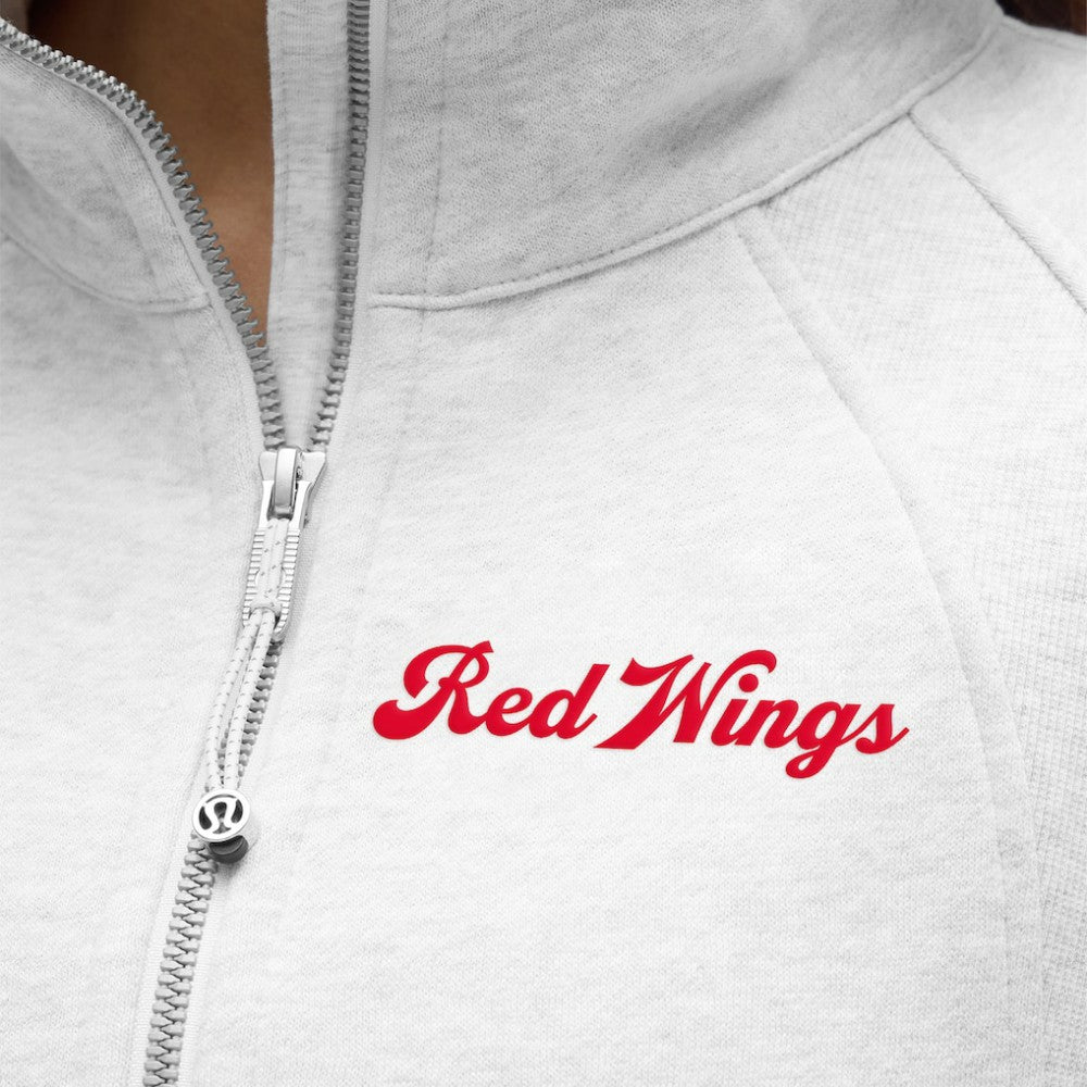 NHL Heathered Core Ultra Light Grey|Heathered Core Ultra Light Grey Detroit Red Wings lululemon Women's Long Scuba Oversized Half-Zip Funnel Neck