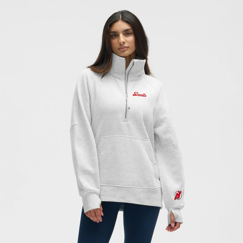 NHL Heathered Core Ultra Light Grey|Heathered Core Ultra Light Grey New Jersey Devils lululemon Women's Long Scuba Oversized Half-Zip Funnel Neck
