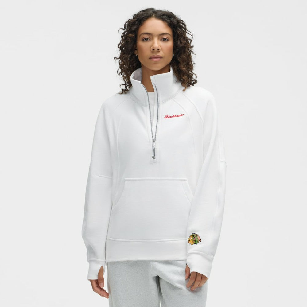NHL White|White Chicago Blackhawks lululemon Women's Long Scuba Oversized Half-Zip Funnel Neck