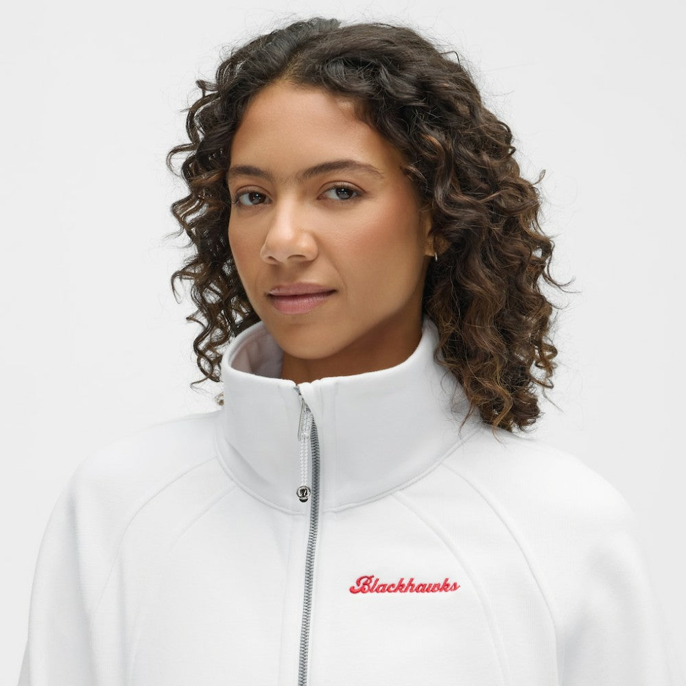 NHL White|White Chicago Blackhawks lululemon Women's Long Scuba Oversized Half-Zip Funnel Neck