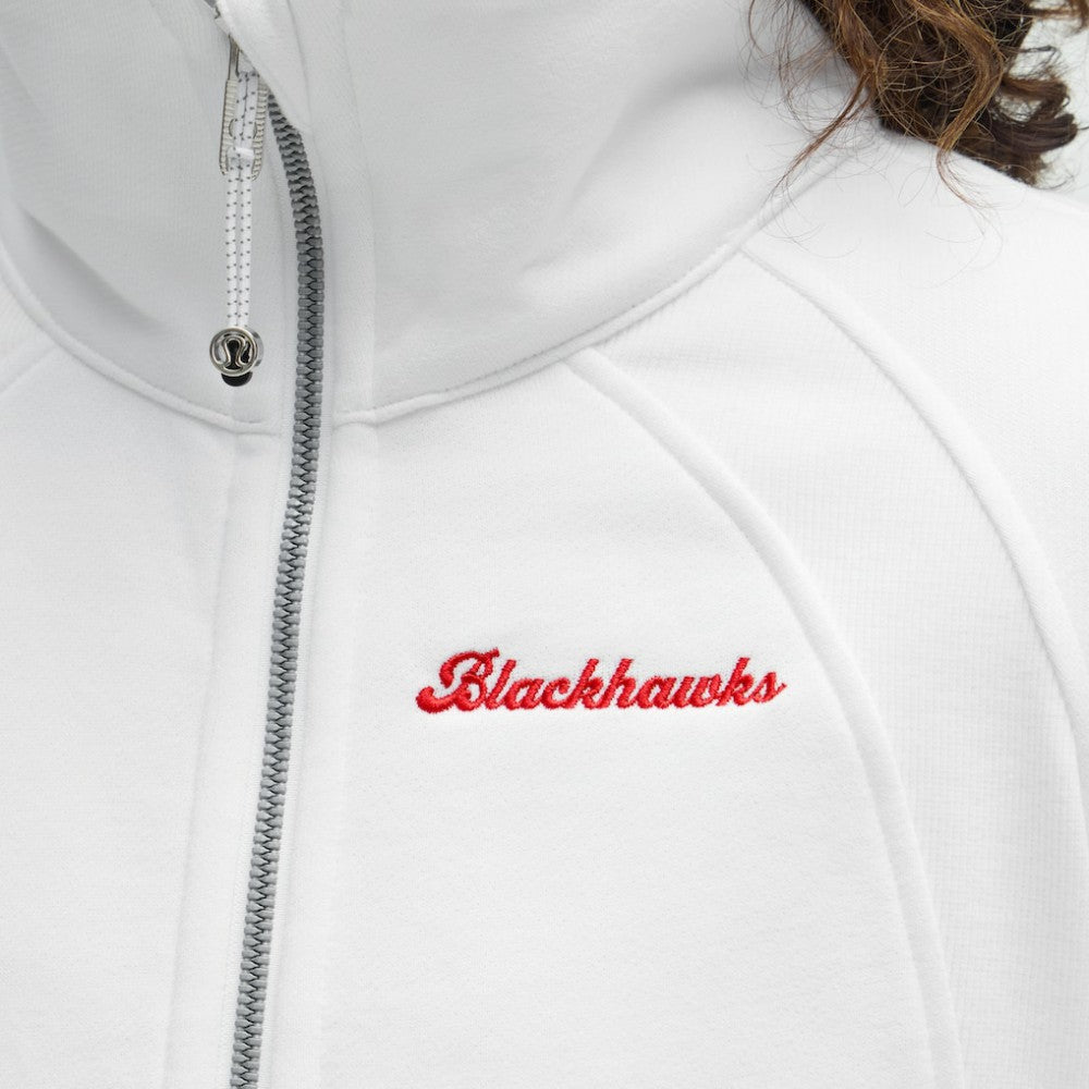 NHL White|White Chicago Blackhawks lululemon Women's Long Scuba Oversized Half-Zip Funnel Neck