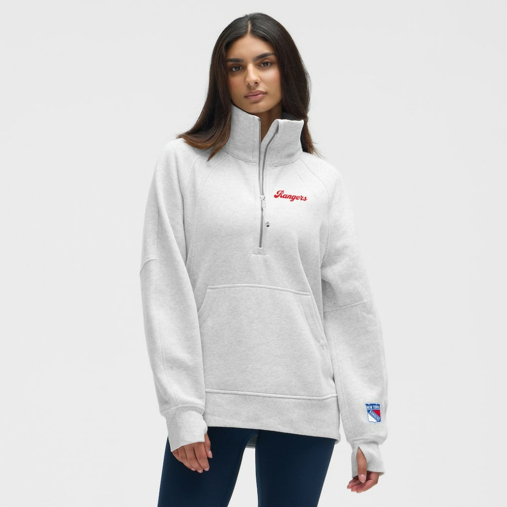 NHL Heathered Core Ultra Light Grey|Heathered Core Ultra Light Grey New York Rangers lululemon Women's Long Scuba Oversized Half-Zip Funnel Neck
