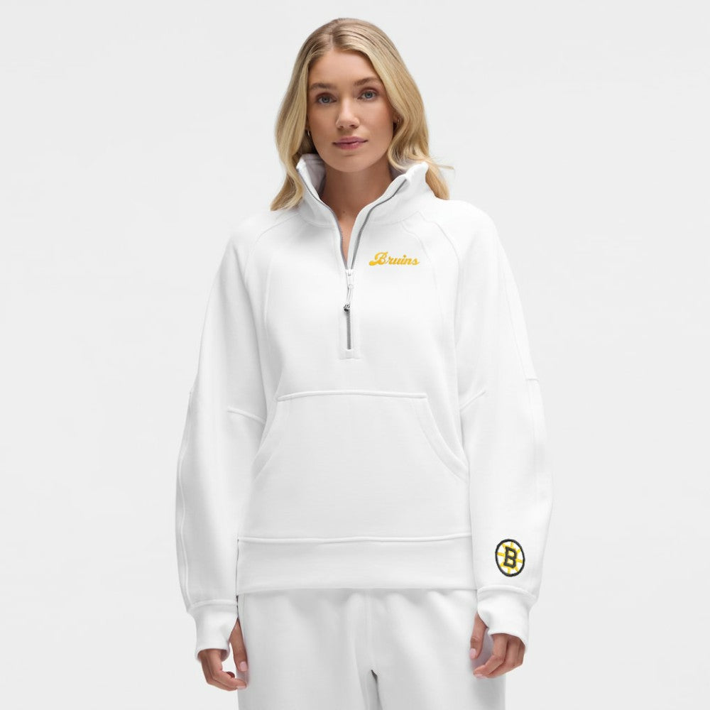 NHL White|White Boston Bruins lululemon Women's Long Scuba Oversized Half-Zip Funnel Neck