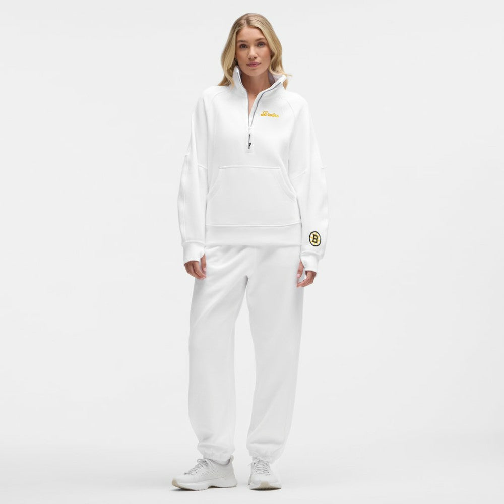 NHL White|White Boston Bruins lululemon Women's Long Scuba Oversized Half-Zip Funnel Neck