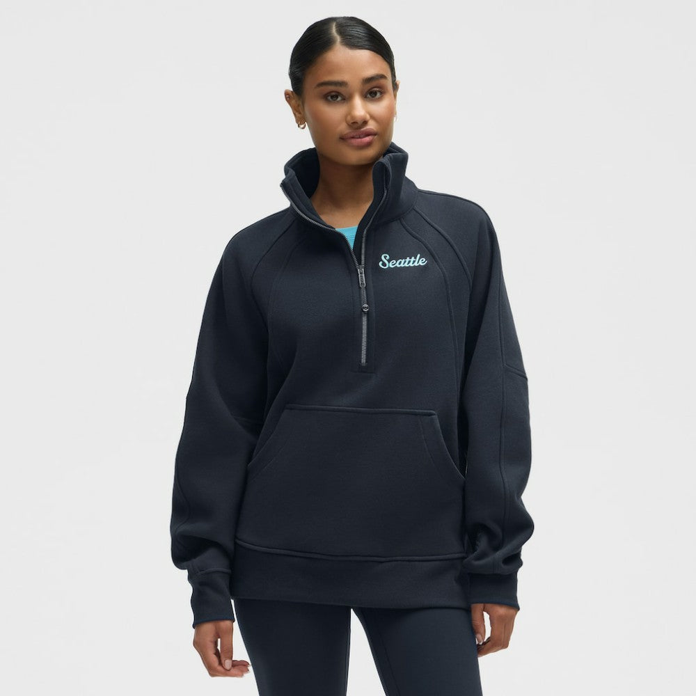 NHL True Navy|True Navy Seattle Kraken lululemon Women's Long Scuba Oversized Half-Zip Funnel Neck