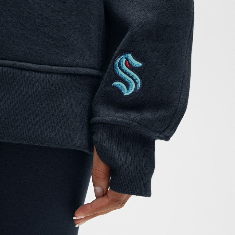 NHL True Navy|True Navy Seattle Kraken lululemon Women's Long Scuba Oversized Half-Zip Funnel Neck