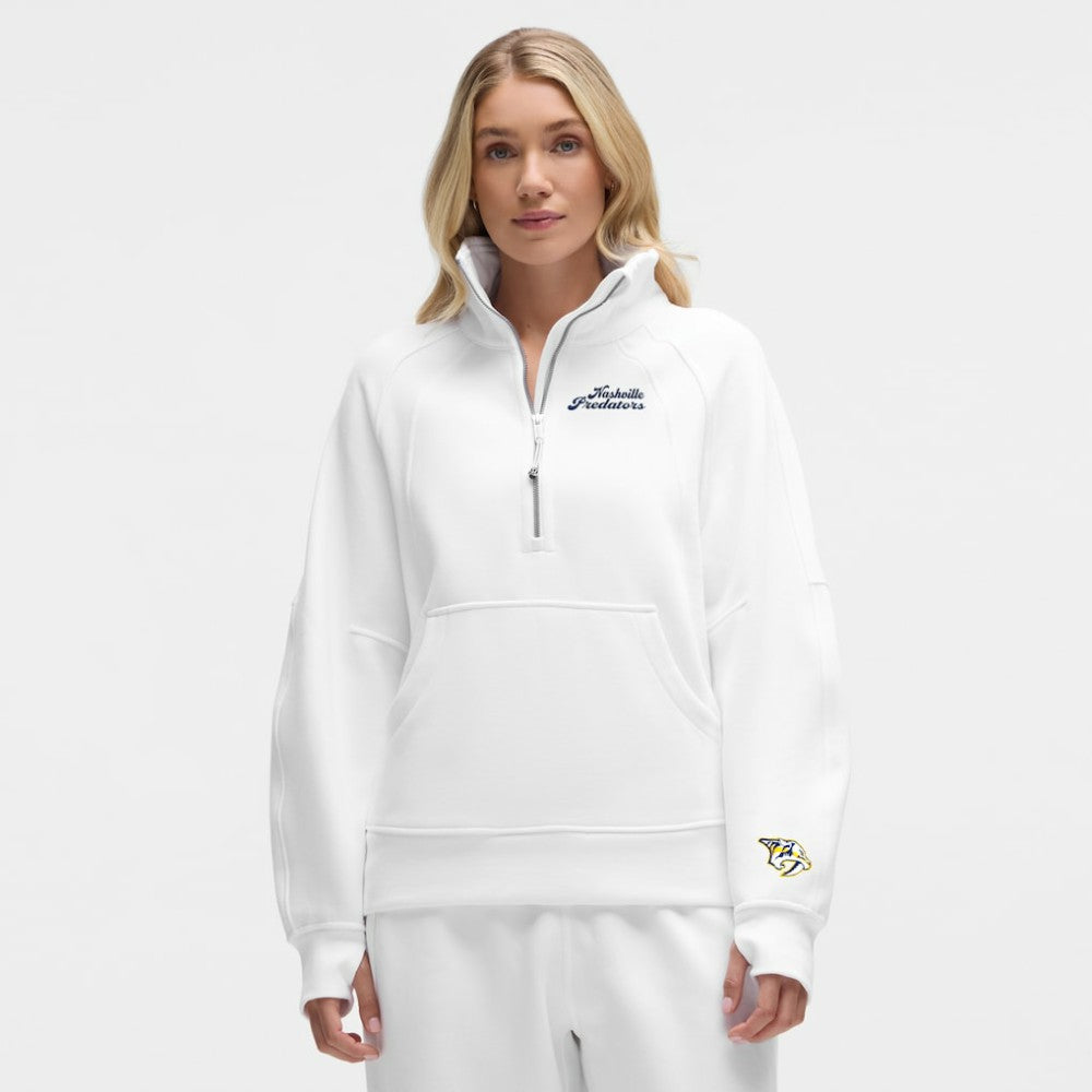 NHL White|White Nashville Predators lululemon Women's Long Scuba Oversized Half-Zip Funnel Neck