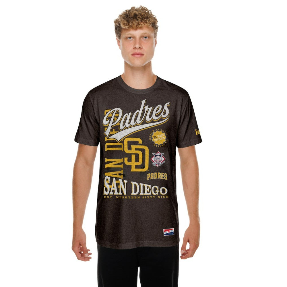 MLB San Diego Padres New Era  Oversized Throwback Distressed T-Shirt