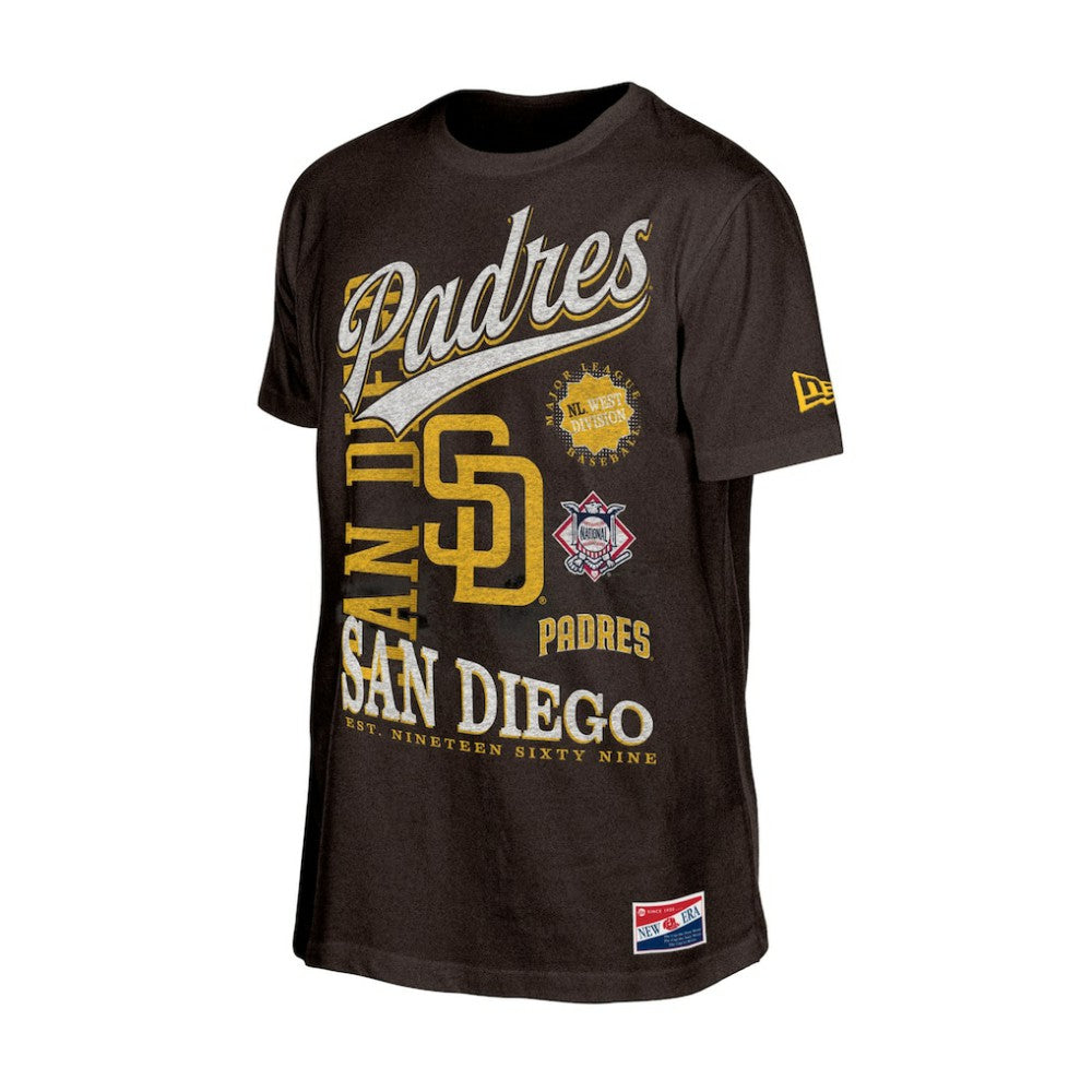 MLB San Diego Padres New Era  Oversized Throwback Distressed T-Shirt