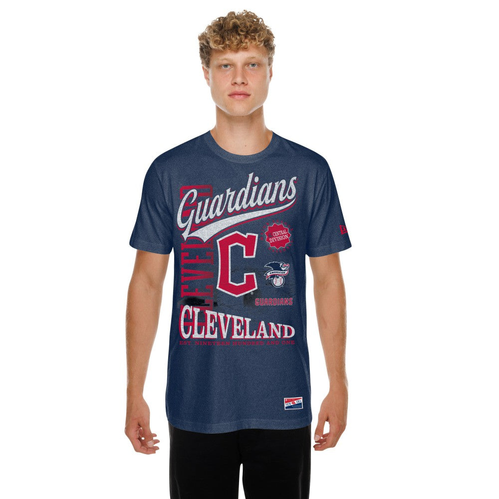 MLB Cleveland Guardians New Era  Oversized Throwback Distressed T-Shirt