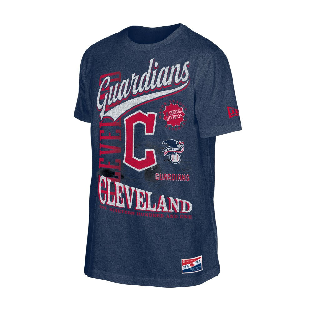 MLB Cleveland Guardians New Era  Oversized Throwback Distressed T-Shirt