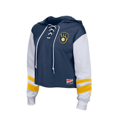 MLB Milwaukee Brewers New Era Women's Boxy Lace-Up Hoodie