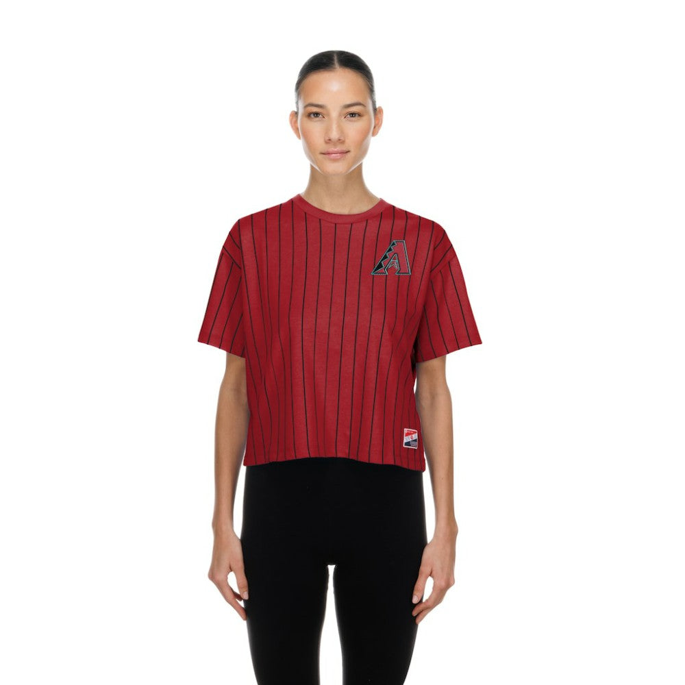 MLB Arizona Diamondbacks New Era Women's Throwback Meshback Pinstripe Boxy T-Shirt