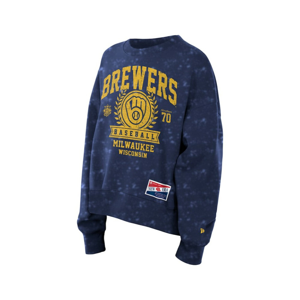 MLB Milwaukee Brewers New Era Women's Throwback Oversized Boxy Sweatshirt