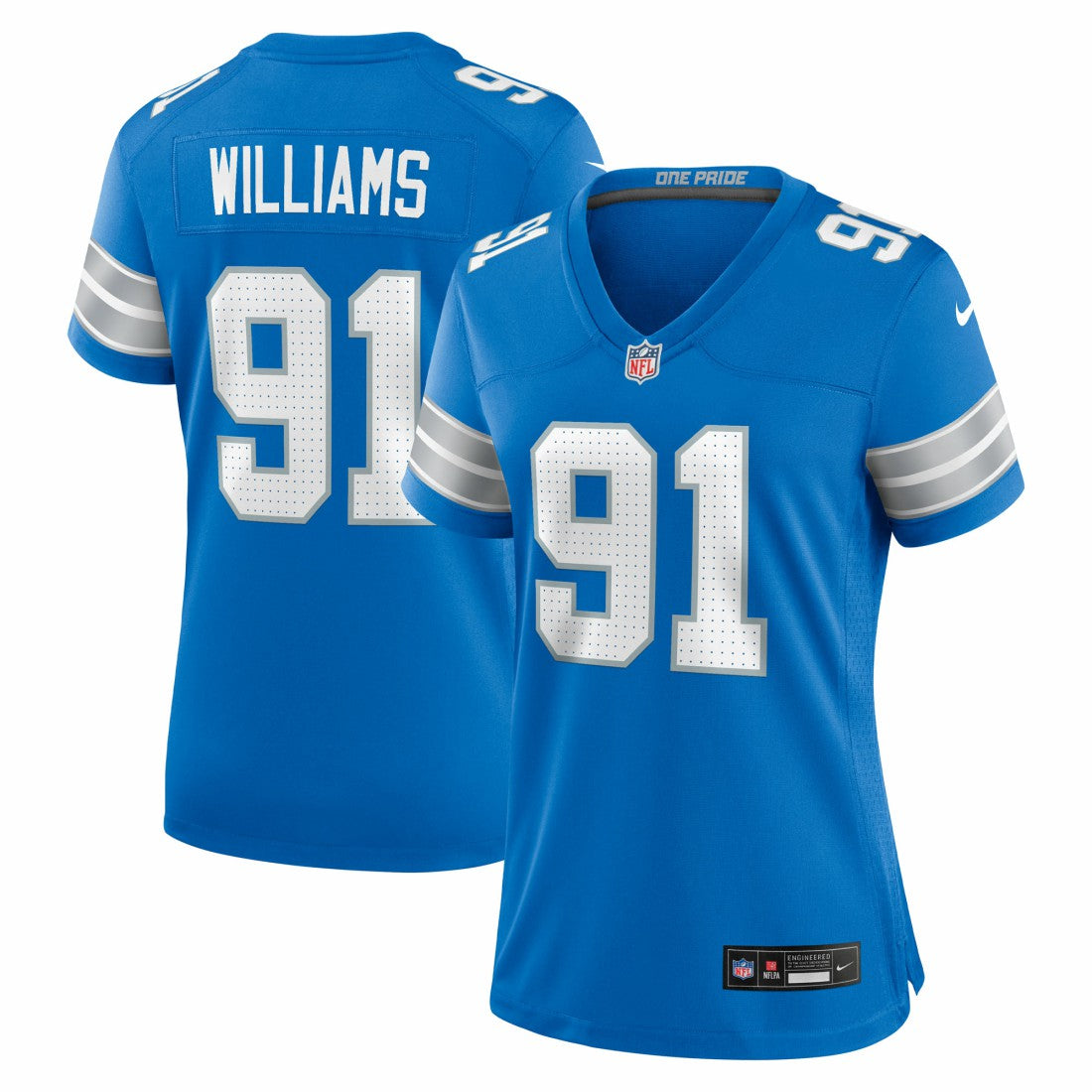 Tyleik Williams  Women's Team Game Jersey - Detroit Lions