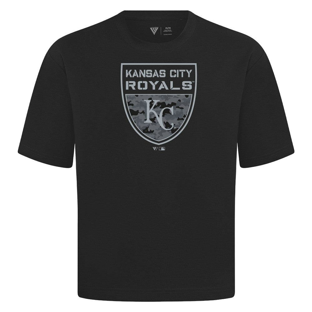 MLB Kansas City Royals Levelwear Oversized Luxe Signature Knit Buckler T-Shirt