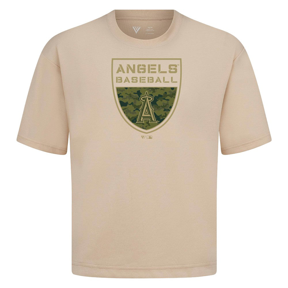MLB Los Angeles Angels Levelwear Oversized Luxe Signature Knit Buckler T-Shirt