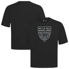 MLB Miami Marlins Levelwear Oversized Luxe Signature Knit Buckler T-Shirt