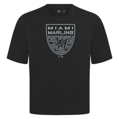 MLB Miami Marlins Levelwear Oversized Luxe Signature Knit Buckler T-Shirt