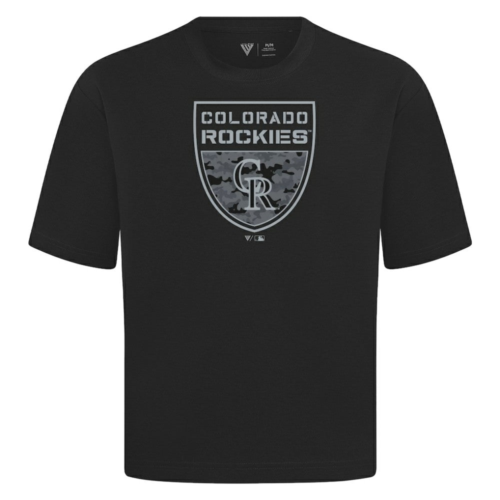 MLB Colorado Rockies Levelwear Oversized Luxe Signature Knit Buckler T-Shirt