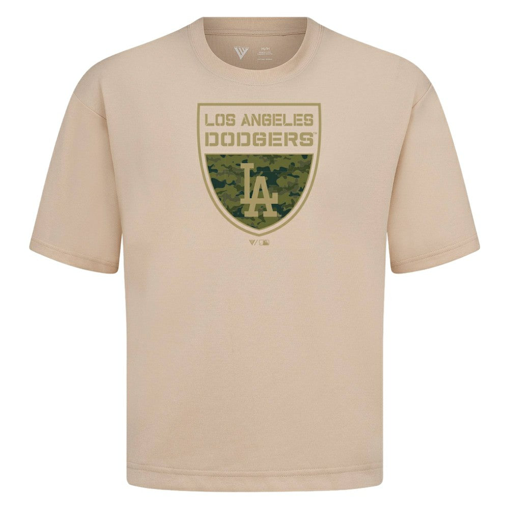 MLB Los Angeles Dodgers Levelwear Oversized Luxe Signature Knit Buckler T-Shirt
