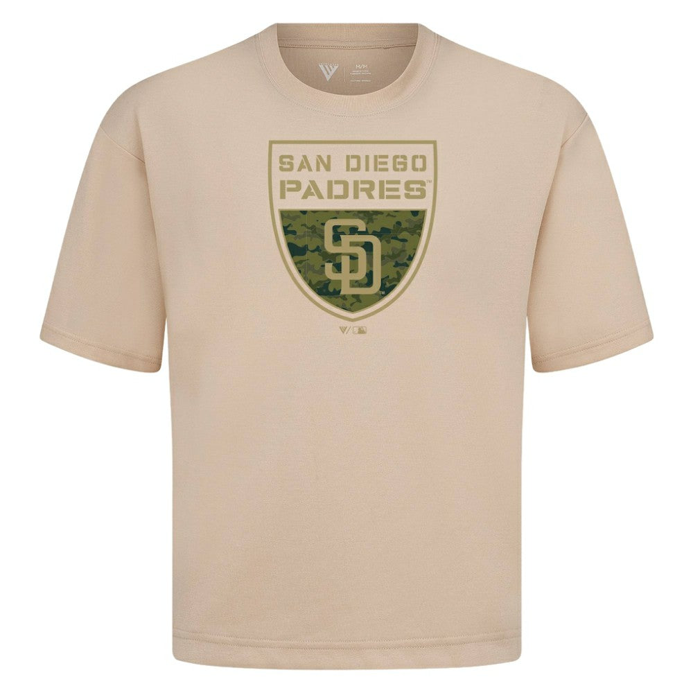 MLB San Diego Padres Levelwear Oversized Luxe Signature Knit Buckler T-Shirt