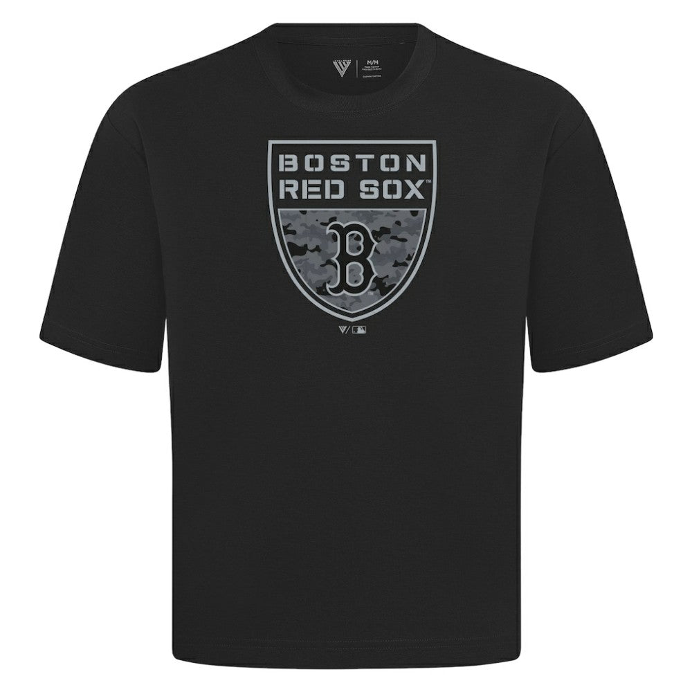 MLB Boston Red Sox Levelwear Oversized Luxe Signature Knit Buckler T-Shirt