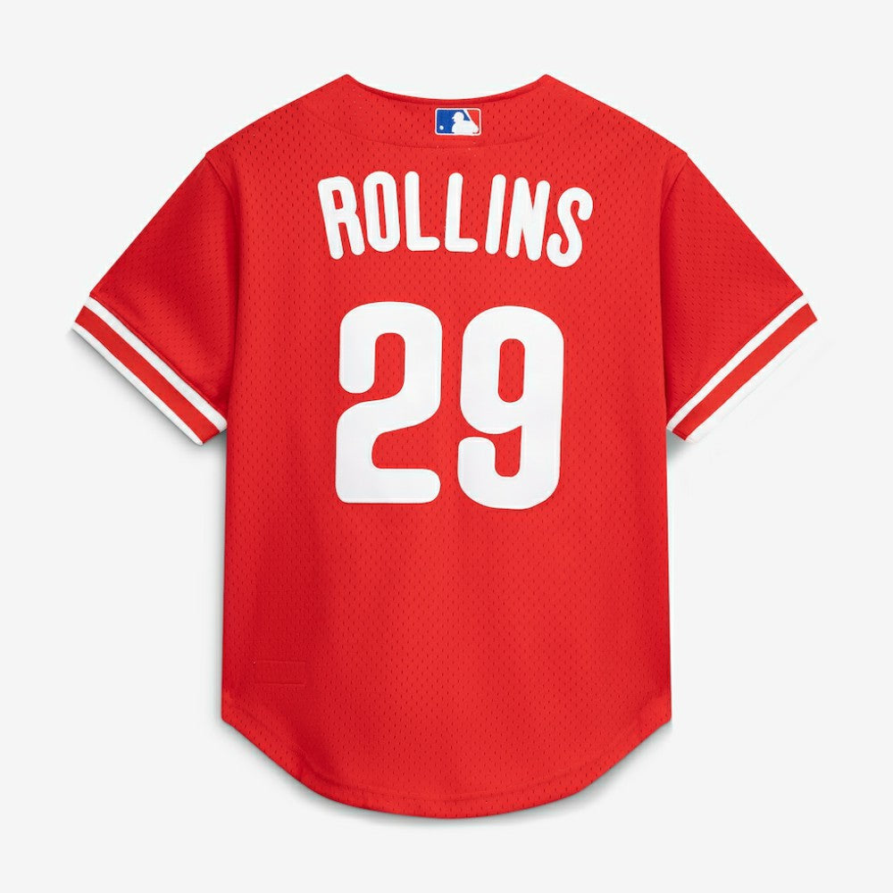 MLB Jimmy Rollins Philadelphia Phillies Mitchell & Ness Cooperstown Mesh Batting Practice Button-Up Jersey