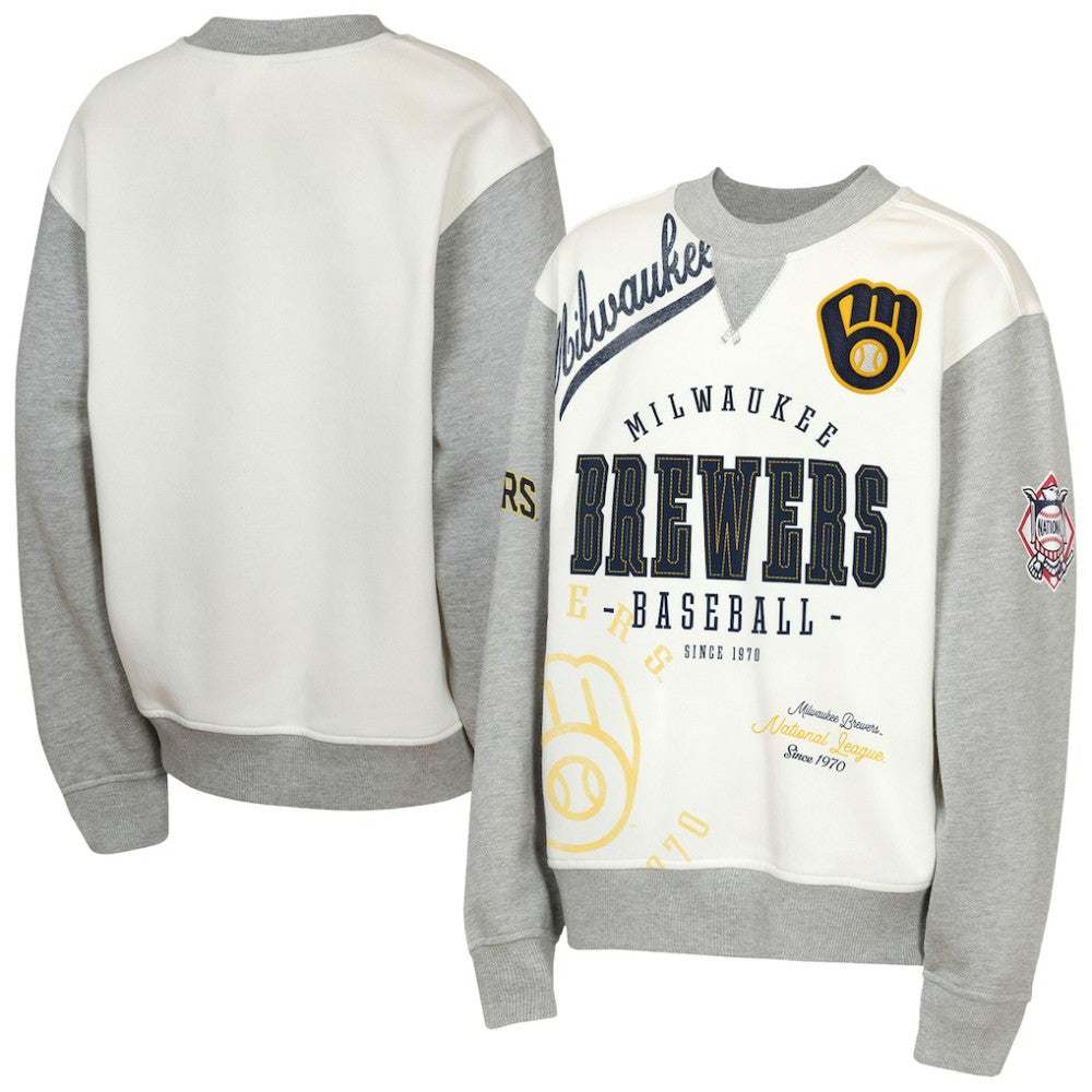 MLB Milwaukee Brewers Outerstuff Youth Big League Power Hit Fleece Sweatshirt