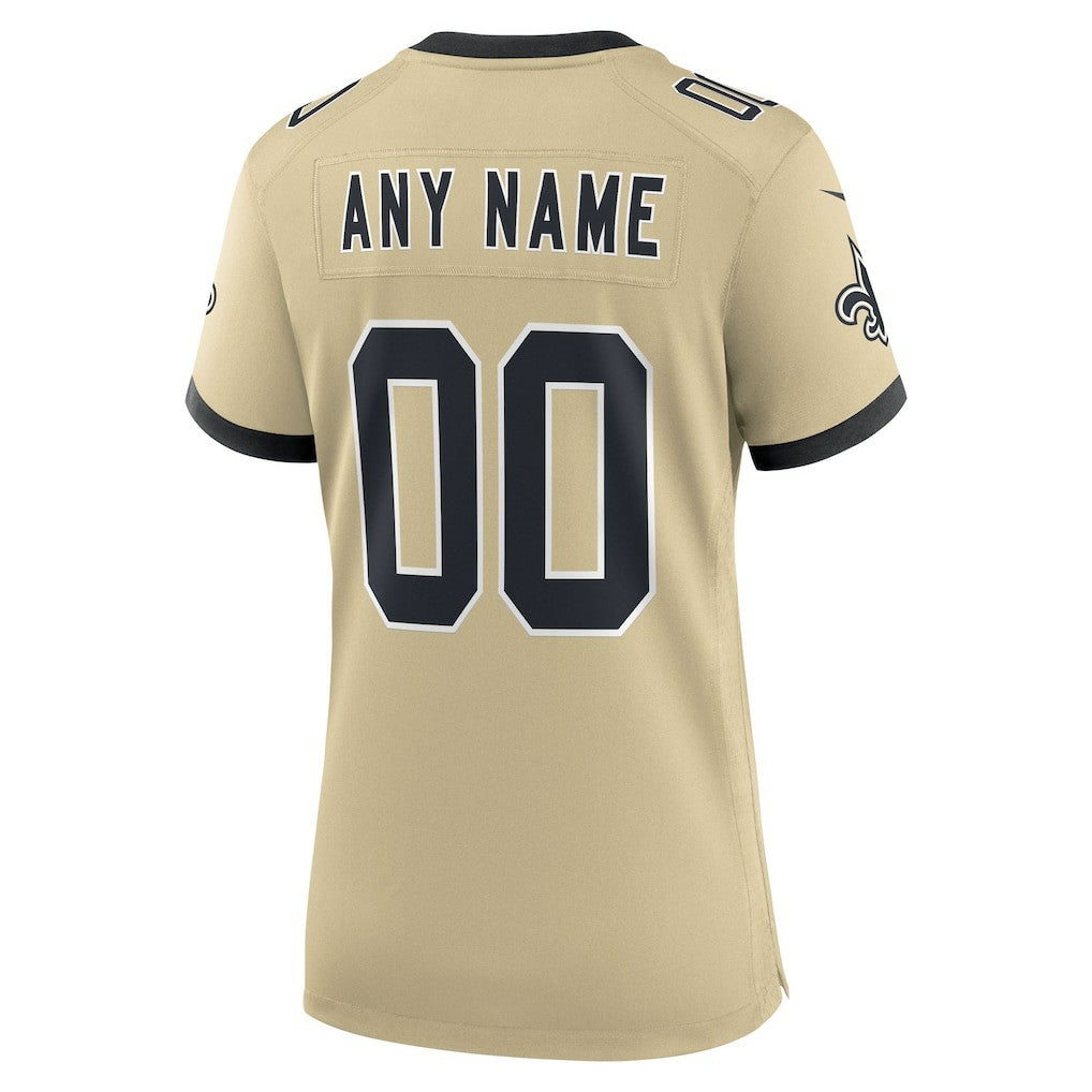 Women's Gameday Golds Alternate Custom Game Jersey - New Orleans Saints