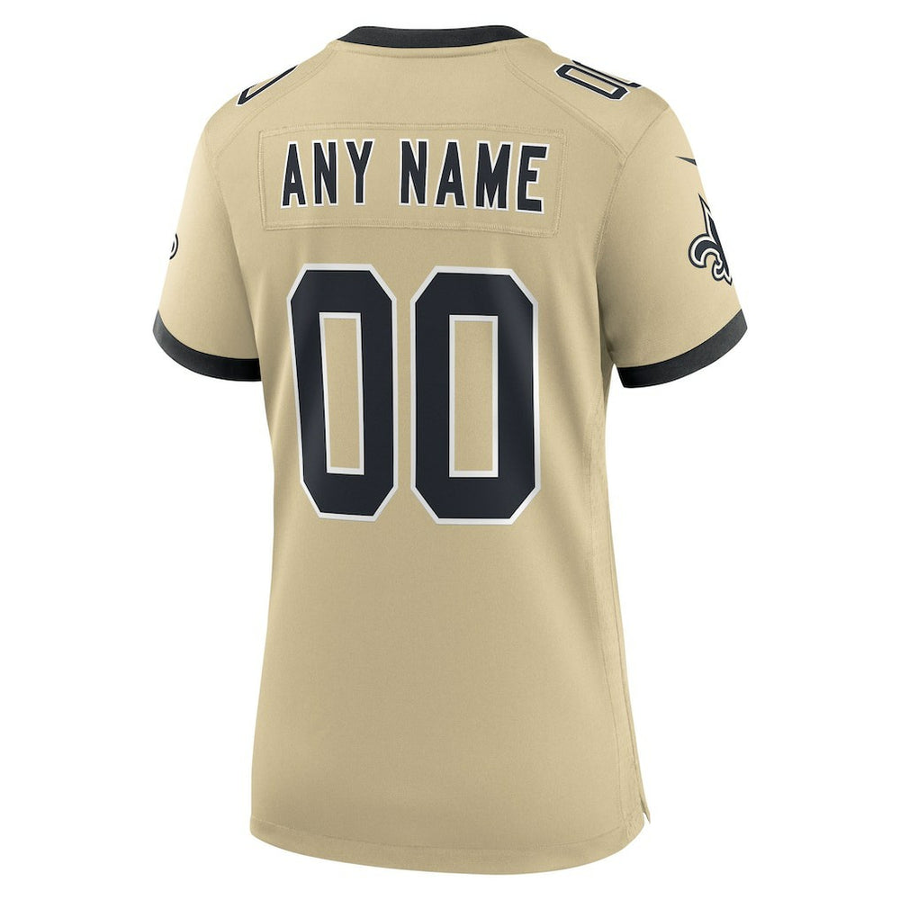 Women's Gameday Golds Alternate Custom Game Jersey - New Orleans Saints