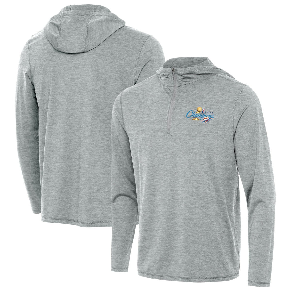 NBA Oklahoma City Thunder Antigua 2025 NBA Finals Champions Tidy Quarter-Zip Hoodie