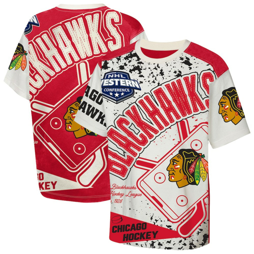 NHL Cream Chicago Blackhawks Outerstuff Youth Top Player T-Shirt