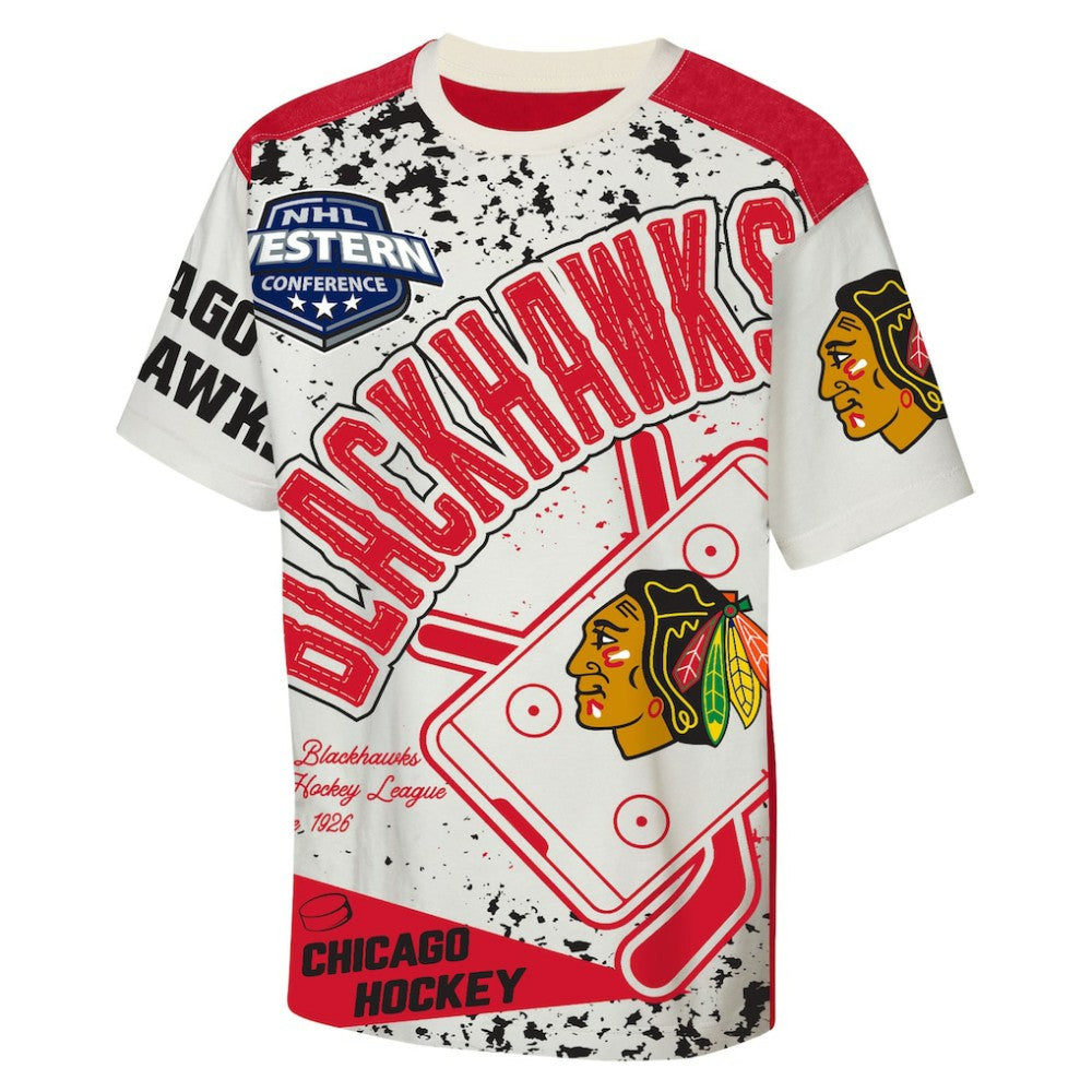 NHL Cream Chicago Blackhawks Outerstuff Youth Top Player T-Shirt