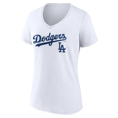 MLB Los Angeles Dodgers Women's Team Lockup V-Neck T-Shirt