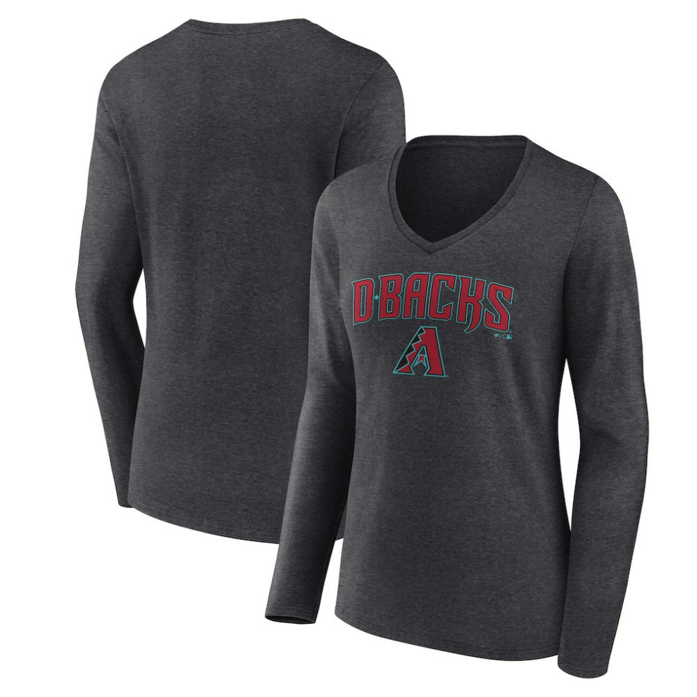 MLB Arizona Diamondbacks Women's Team Lockup Long Sleeve V-Neck T-Shirt