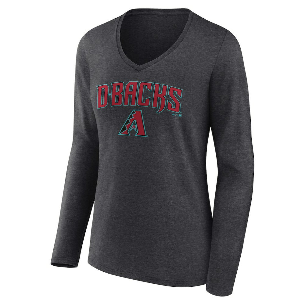 MLB Arizona Diamondbacks Women's Team Lockup Long Sleeve V-Neck T-Shirt
