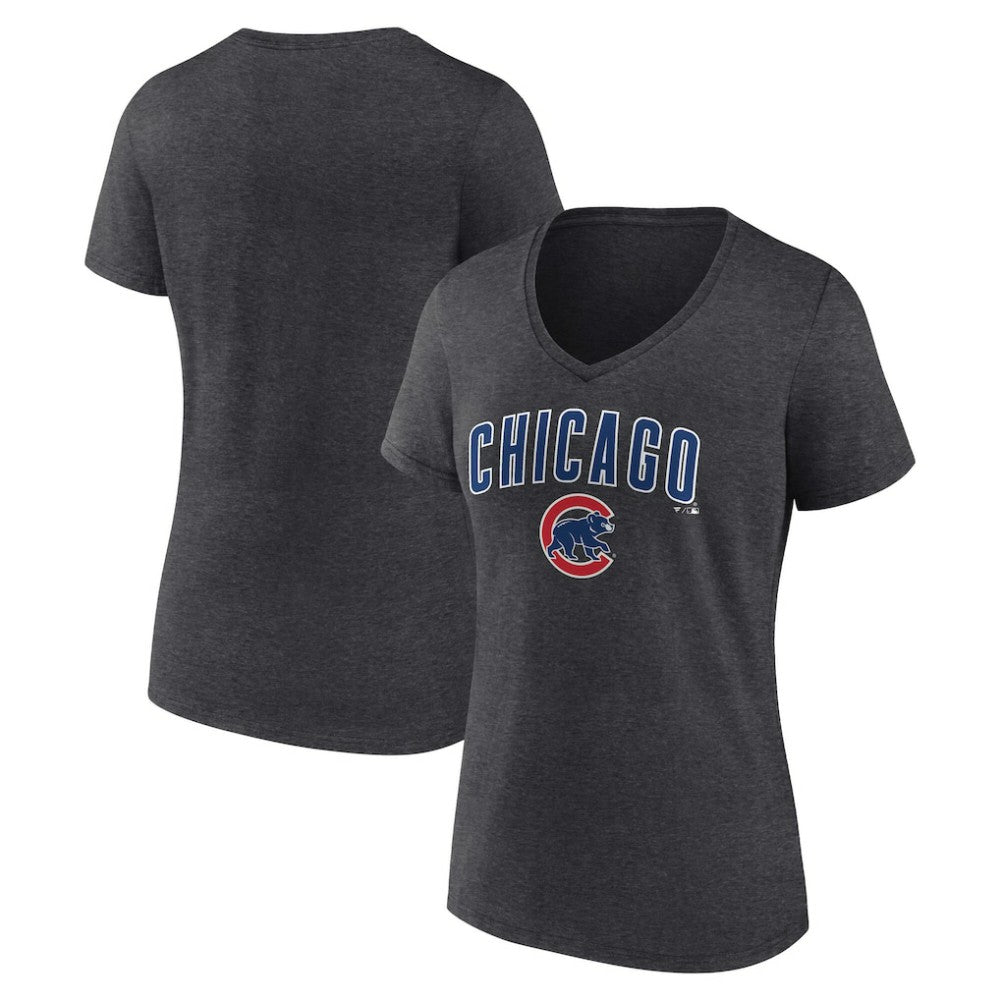 MLB Chicago Cubs Women's Team Lockup V-Neck T-Shirt