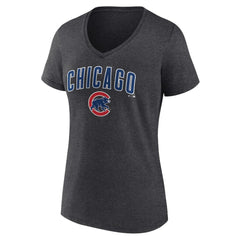 MLB Chicago Cubs Women's Team Lockup V-Neck T-Shirt