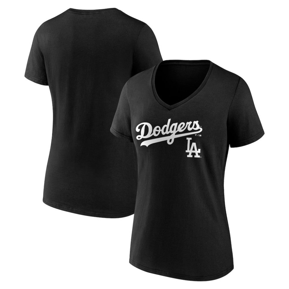 MLB Los Angeles Dodgers Women's Team Lockup V-Neck T-Shirt