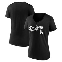 MLB Los Angeles Dodgers Women's Team Lockup V-Neck T-Shirt