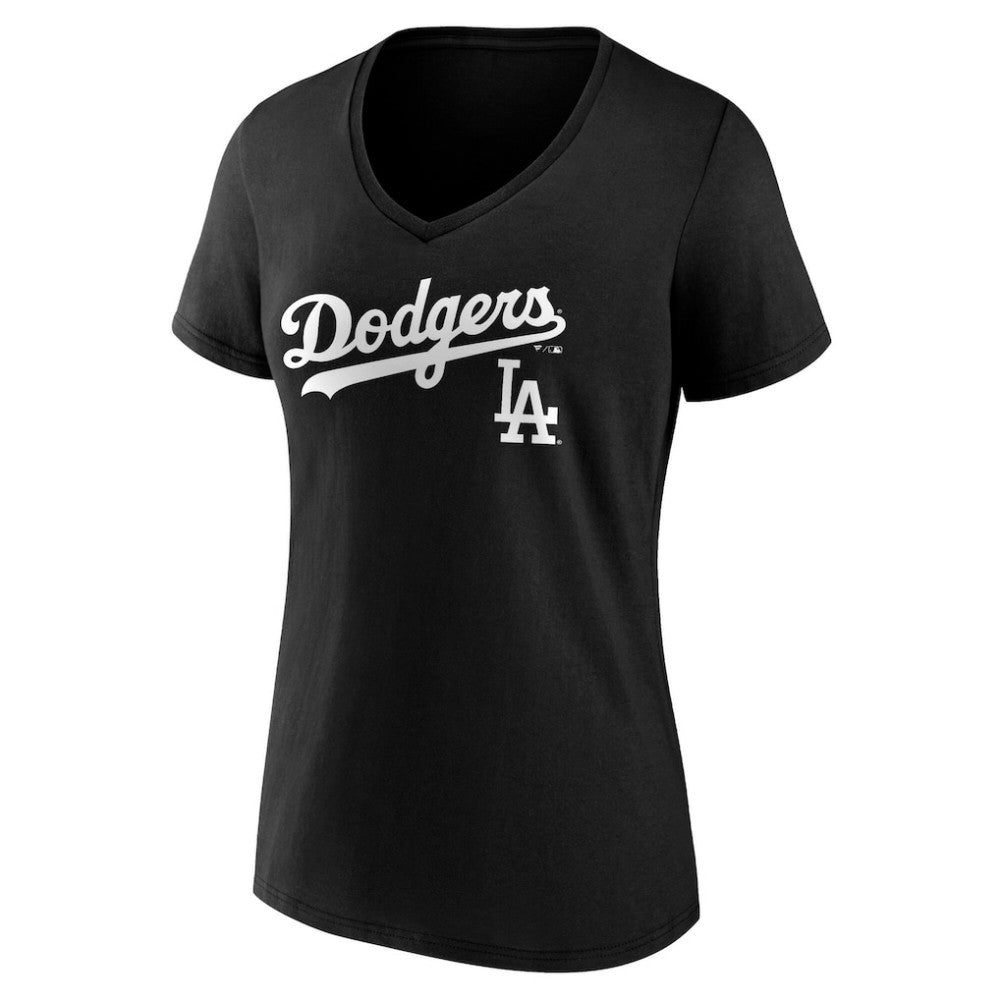MLB Los Angeles Dodgers Women's Team Lockup V-Neck T-Shirt