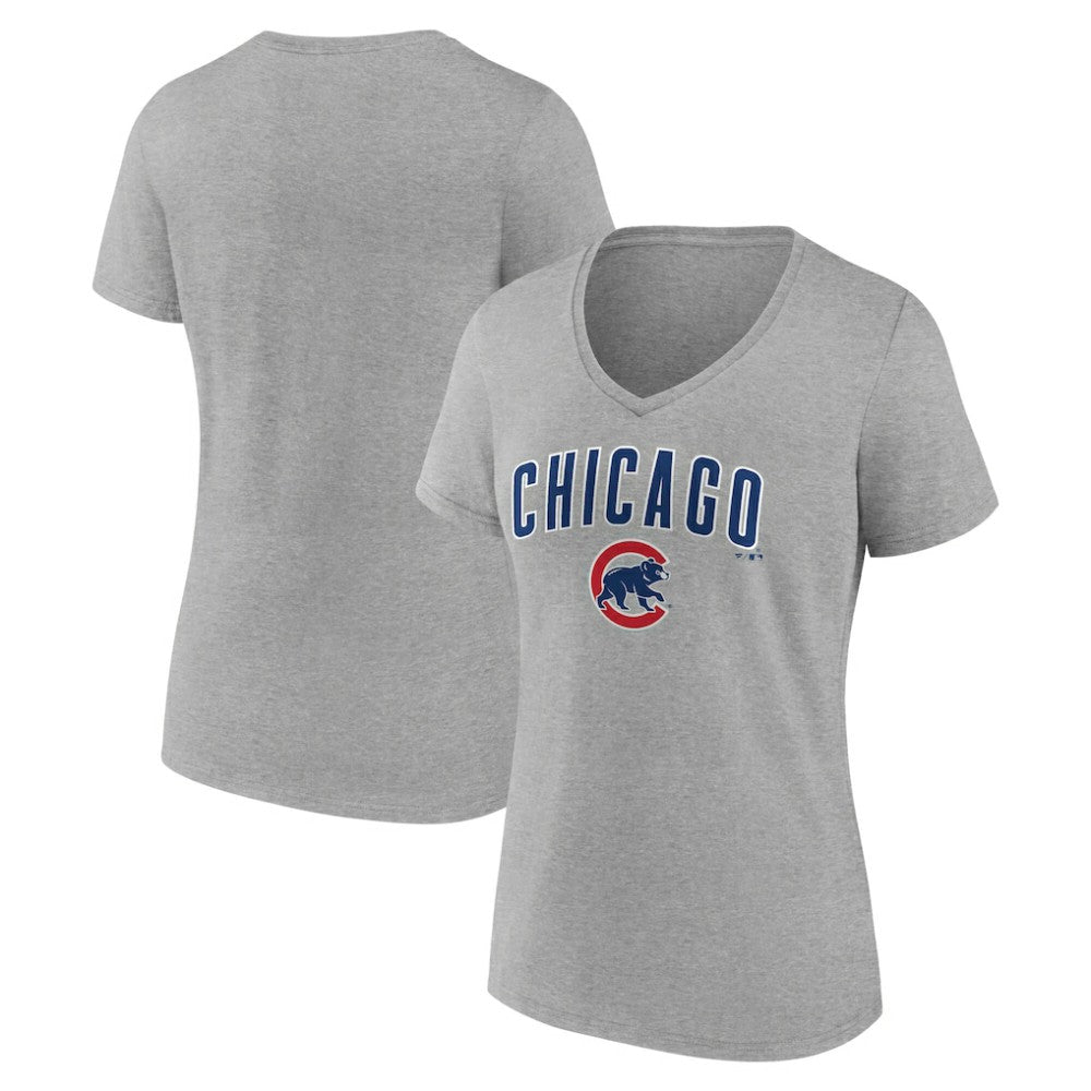 MLB Chicago Cubs Women's Team Lockup V-Neck T-Shirt