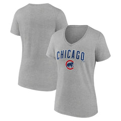 MLB Chicago Cubs Women's Team Lockup V-Neck T-Shirt