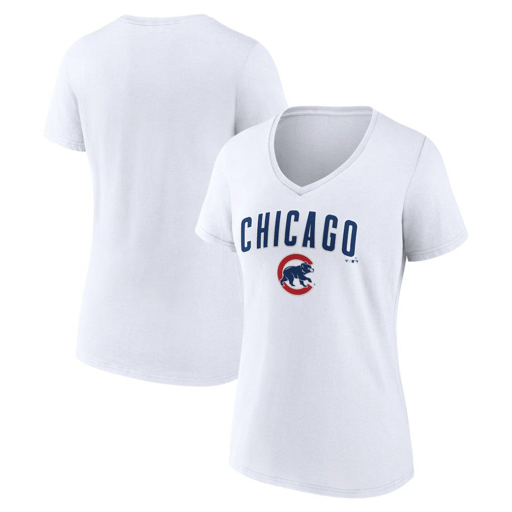 MLB Chicago Cubs Women's Team Lockup V-Neck T-Shirt