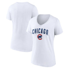 MLB Chicago Cubs Women's Team Lockup V-Neck T-Shirt