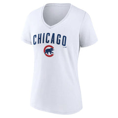 MLB Chicago Cubs Women's Team Lockup V-Neck T-Shirt